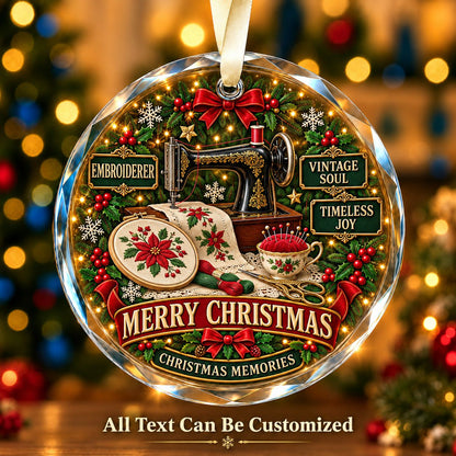Embroiderer Personalized Glass Ornament | 5To9Vibe