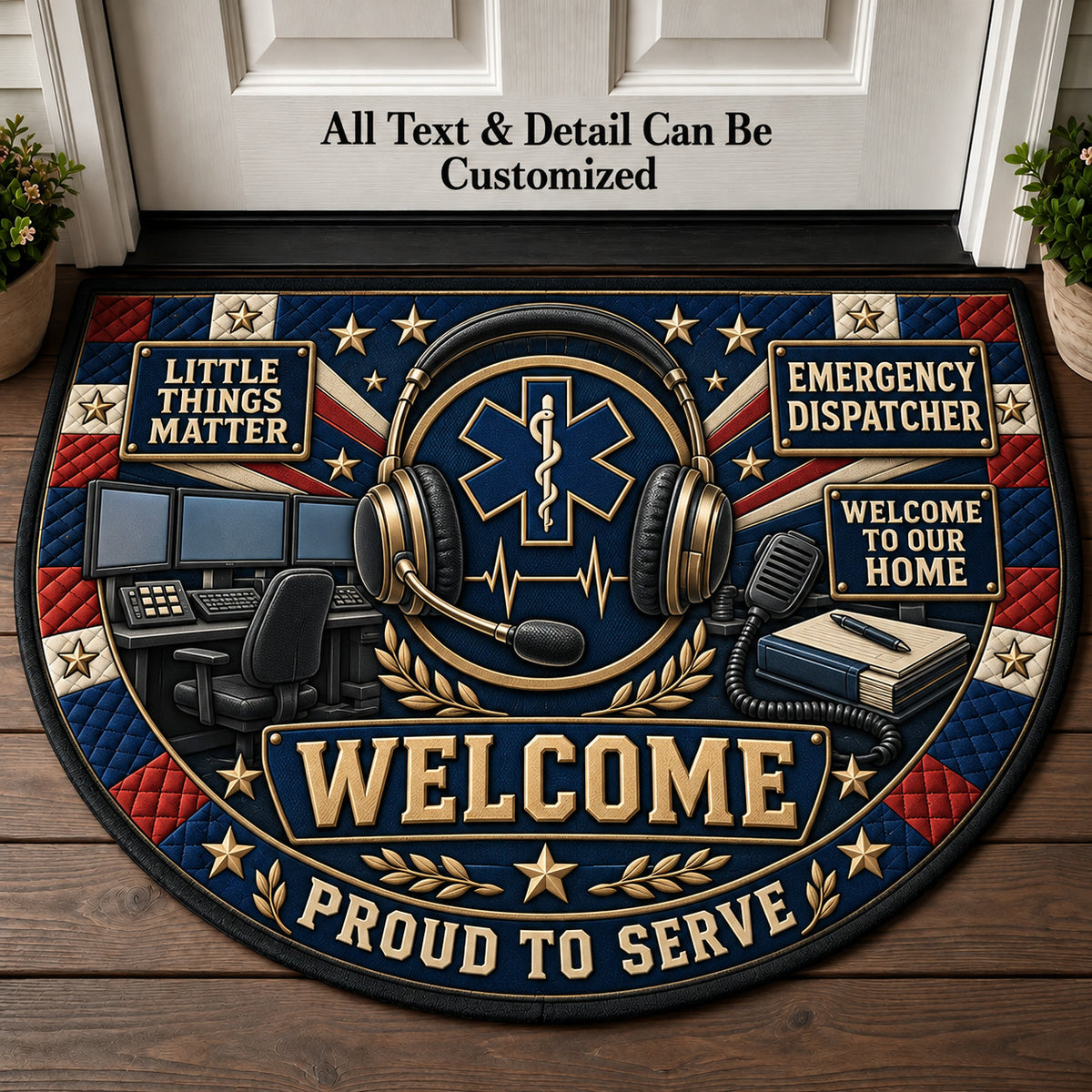 Emergency Dispatcher Personalized Half Round Mat | 5To9Vibe