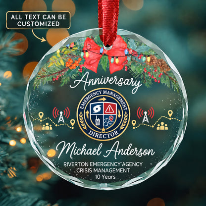 Emergency Management Directors Personalized Glass Ornament | 5To9Vibe