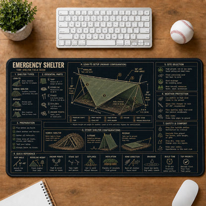 Emergency Shelter Outdoor Skills Field Guide Desk Mat | 5To9Vibe