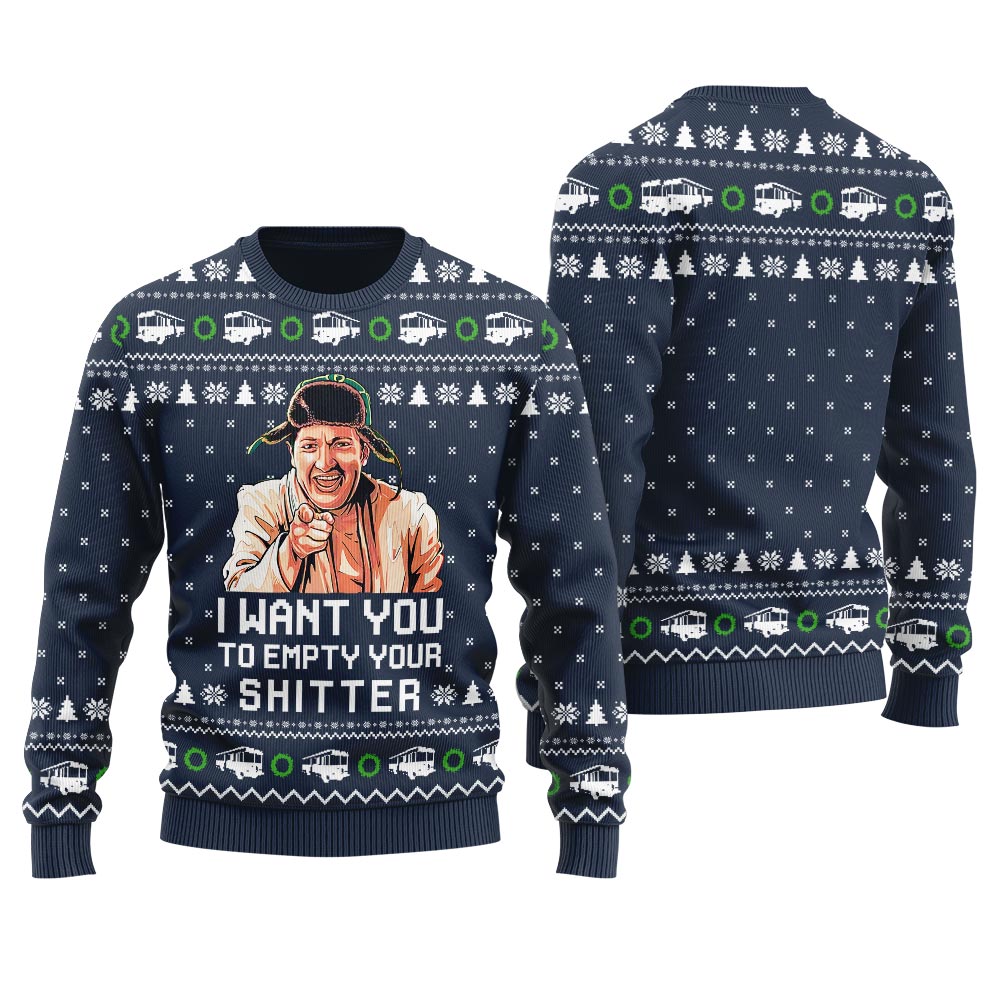 Empty Your Shitter Christmas Vacation Ugly Sweater Women's