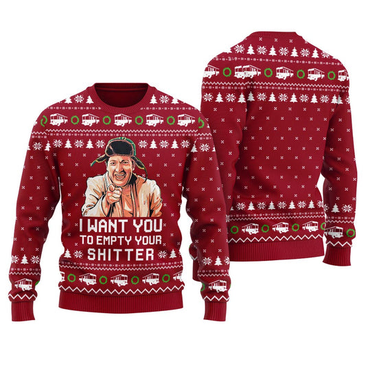 Empty Your Shitter Christmas Vacation Ugly Sweater Women's