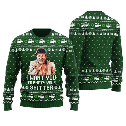 Empty Your Shitter Christmas Vacation Ugly Sweater Women's