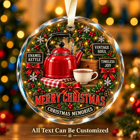 Enamel Kettle Personalized Glass Ornament | 5To9Vibe