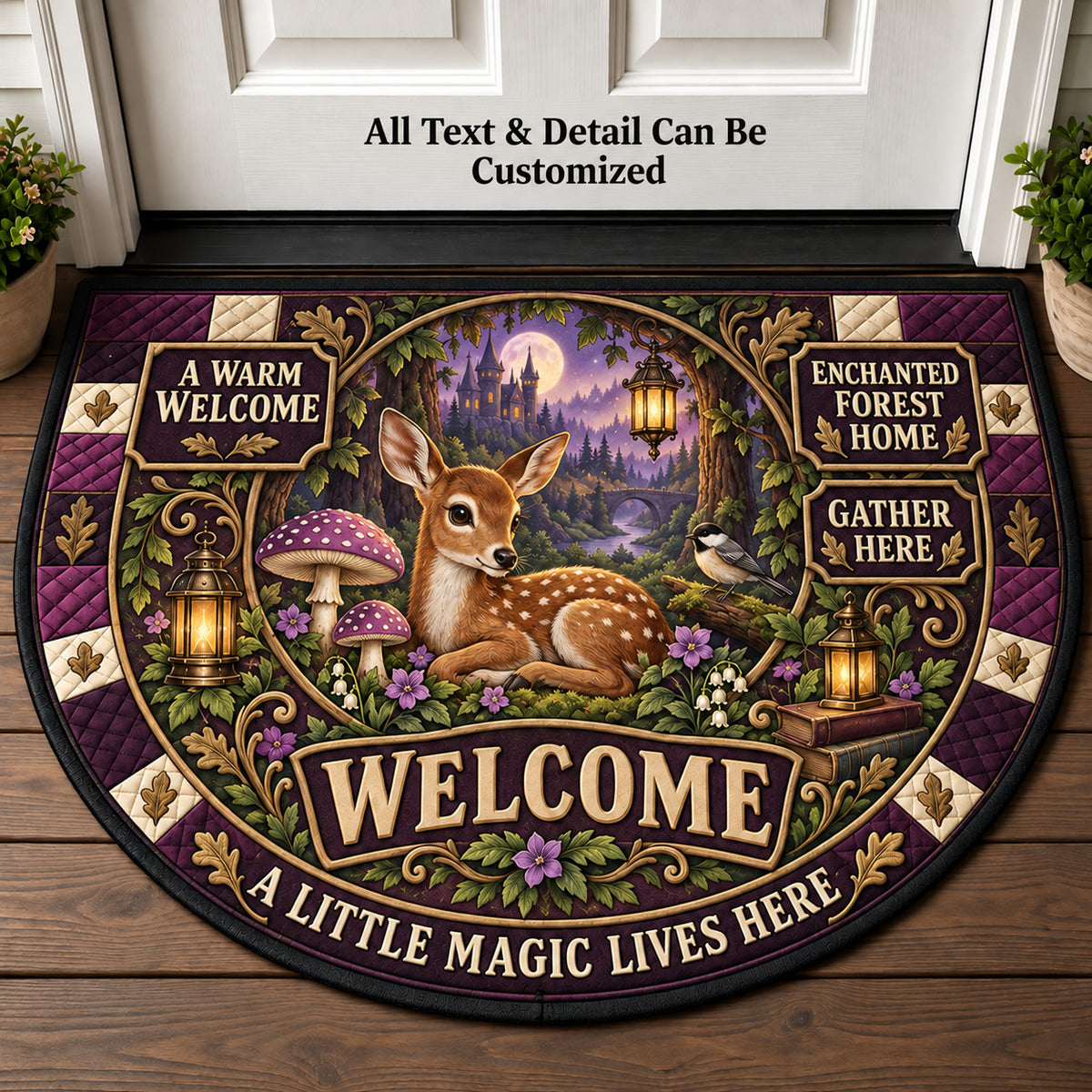 Enchanted Forest Home Personalized Half Round Mat | 5To9Vibe