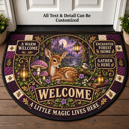 Enchanted Forest Home Personalized Half Round Mat | 5To9Vibe