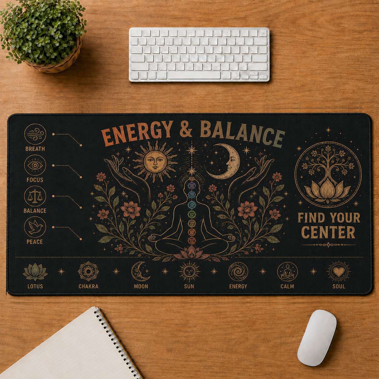 Mandala Hippie Desk Mat Mouse Pad | 5To9Vibe - Energy & Balance style