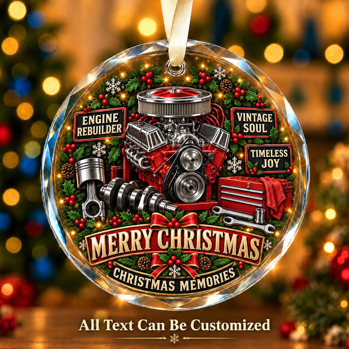 Engine Rebuilder Personalized Glass Ornament | 5To9Vibe