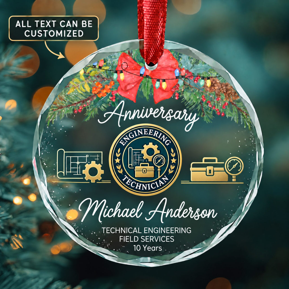 Engineering Technologists and Technicians except Drafters All Other Personalized Glass Ornament | 5To9Vibe