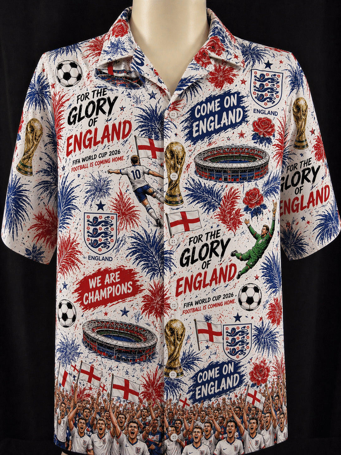 All Teams World Cup 2026 Champion USA Football Soccer Unisex Button-Up Hawaiian Shirt For Men & Women