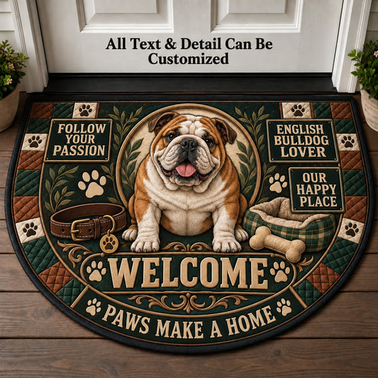 English Bulldog Lover Personalized Half Round Mat | 5To9Vibe