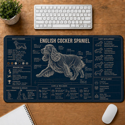 English Cocker Spaniel Dog Breed Visual Guide Desk Mat | 5To9Vibe