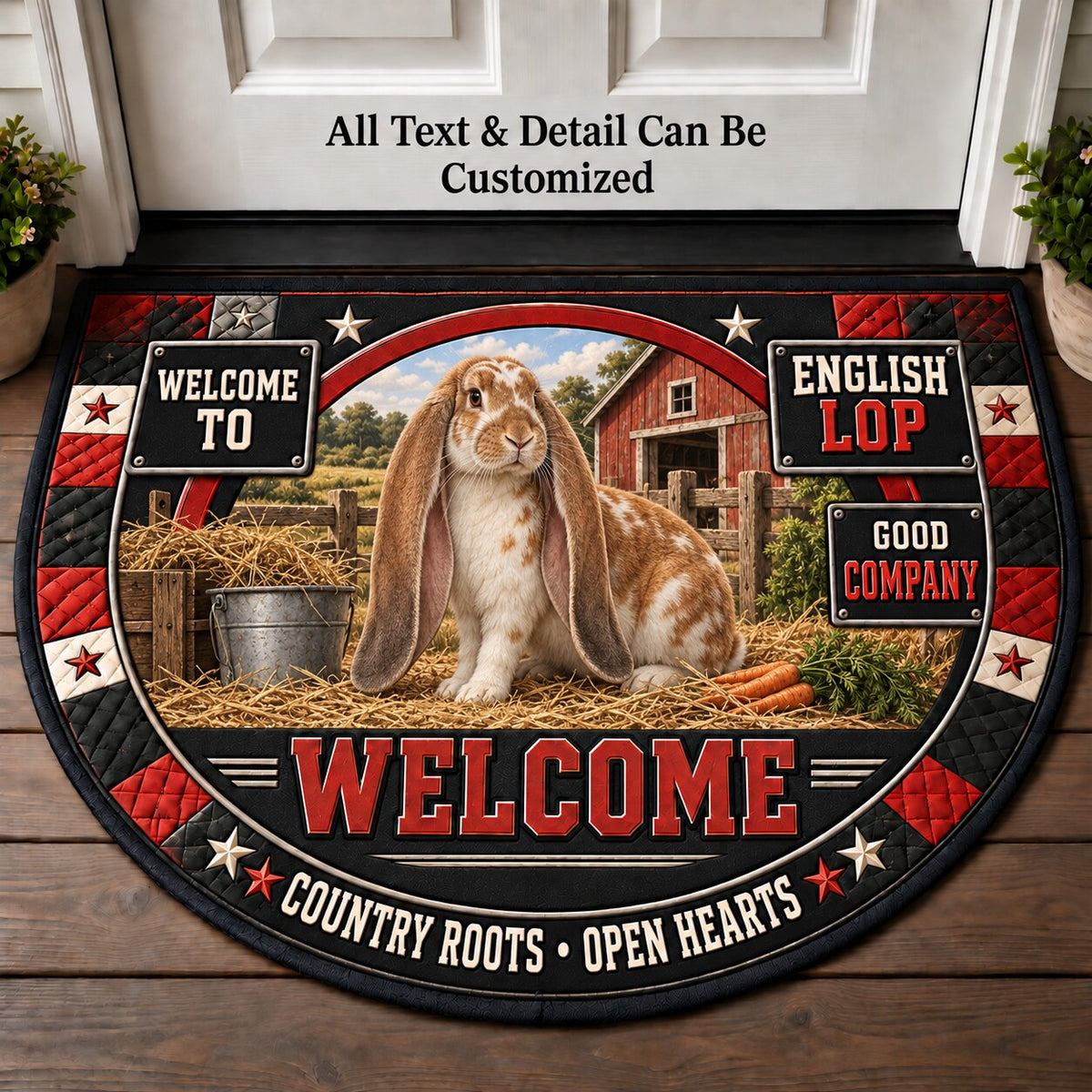 English Lop Personalized Half Round Mat | 5To9Vibe