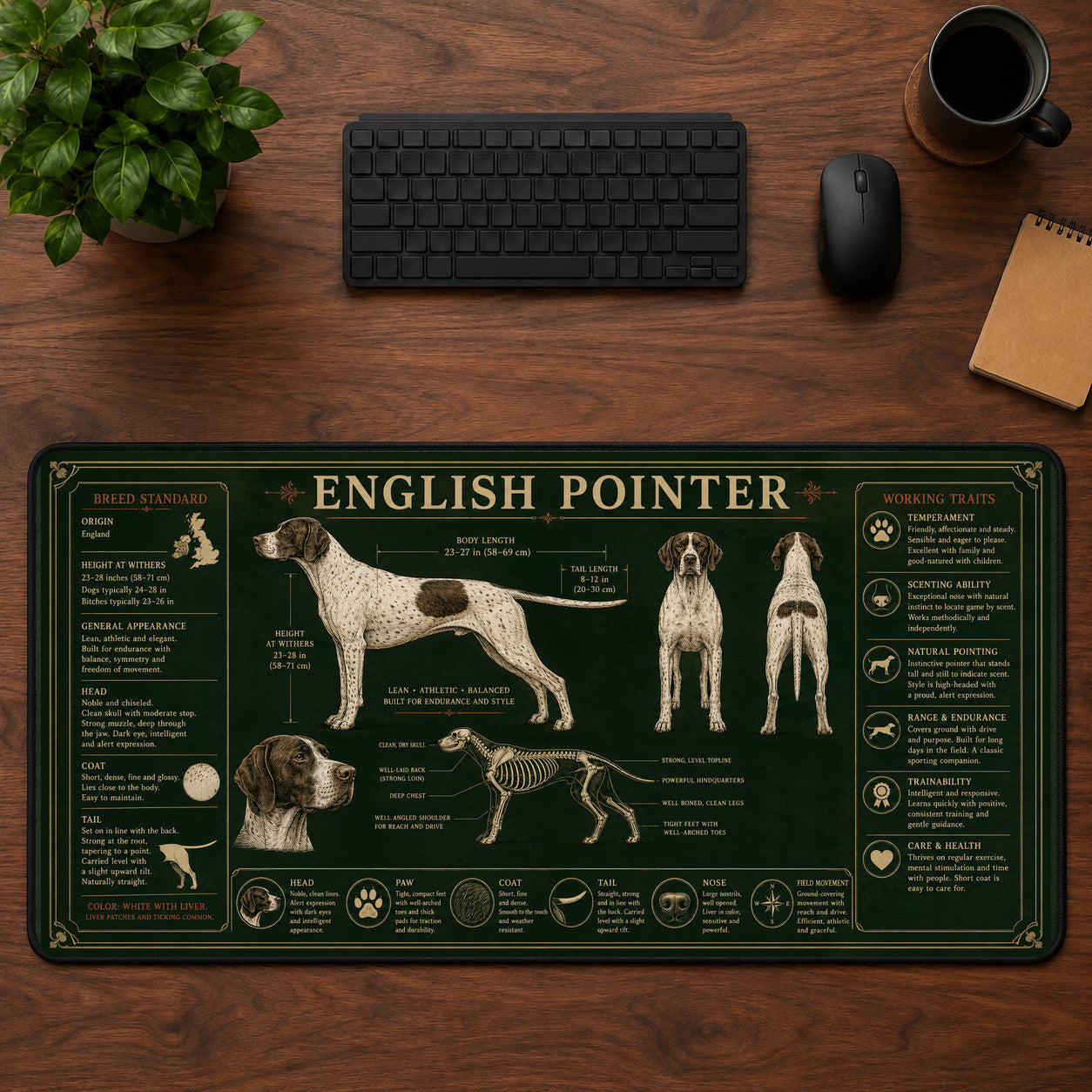 English Pointer Desk Mat Mouse Pad | 5To9Vibe