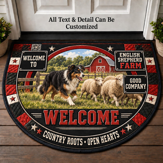 English Shepherd Farm Personalized Half Round Mat | 5To9Vibe