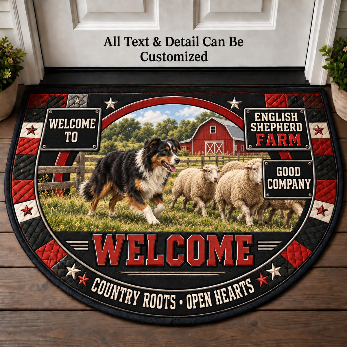 English Shepherd Farm Personalized Half Round Mat | 5To9Vibe