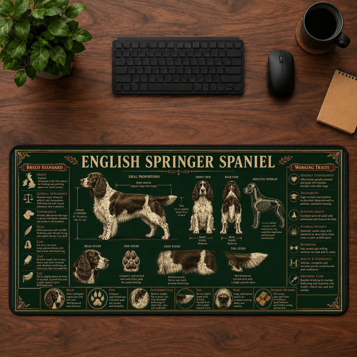English Springer Spaniel Desk Mat Mouse Pad | 5To9Vibe
