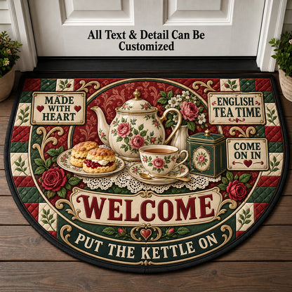 English Tea Time Personalized Half Round Mat | 5To9Vibe