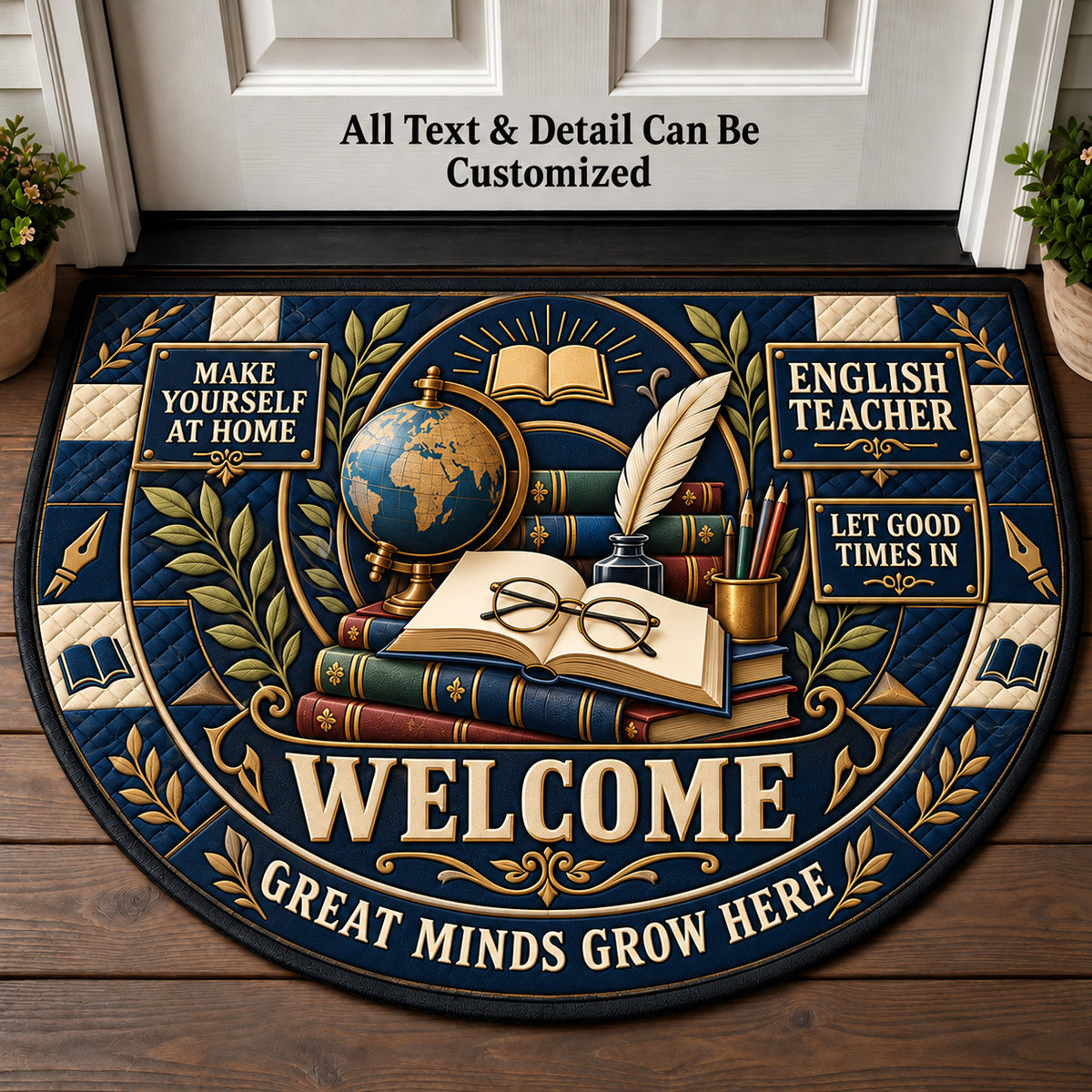 English Teacher Personalized Half Round Mat | 5To9Vibe