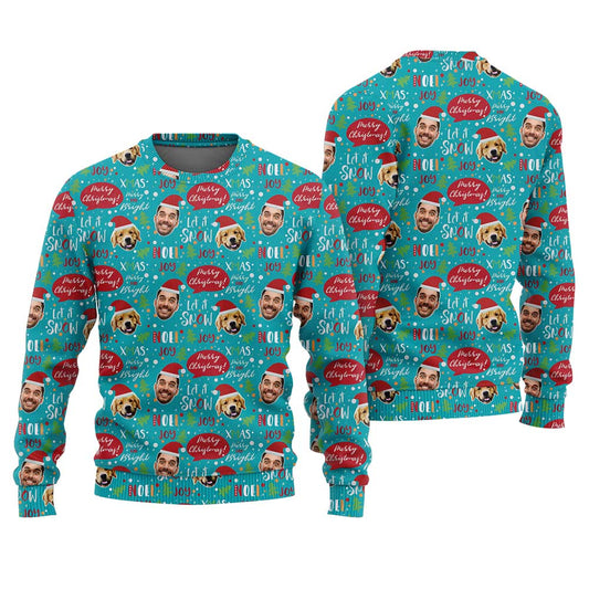 Custom Face Noel Christmas Sweater Blue