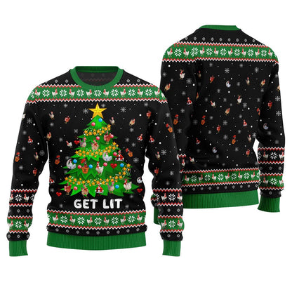 Epic Chicken Ornament On Christmas Tree Ugly Christmas Sweater