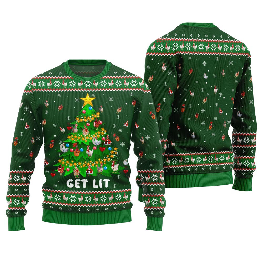 Epic Chicken Ornament On Christmas Tree Ugly Christmas Sweater