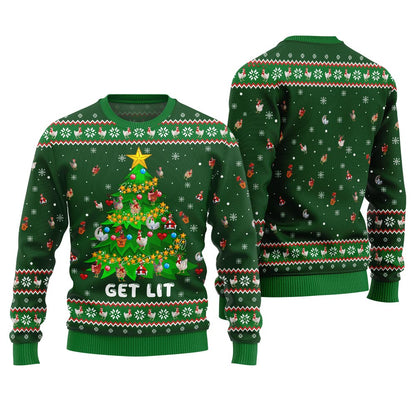 Epic Chicken Ornament On Christmas Tree Ugly Christmas Sweater
