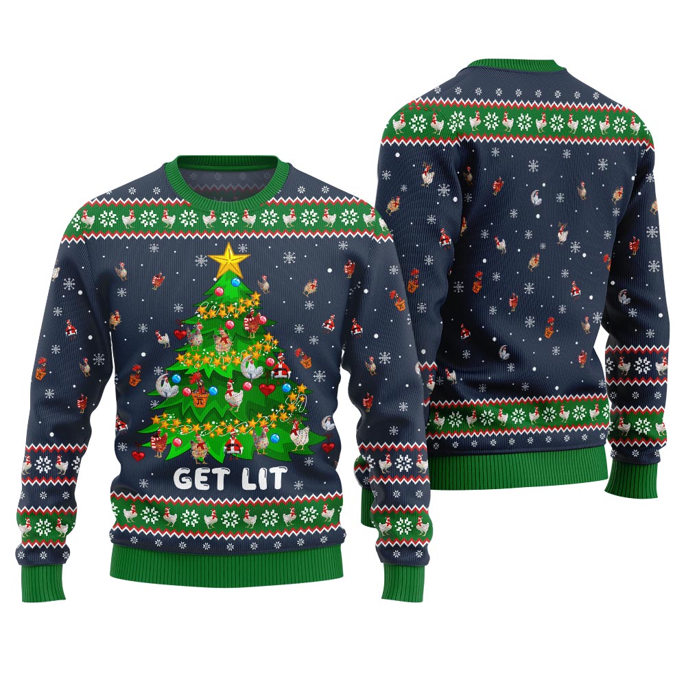 Epic Chicken Ornament On Christmas Tree Ugly Christmas Sweater