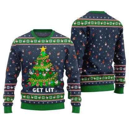 Epic Chicken Ornament On Christmas Tree Ugly Christmas Sweater