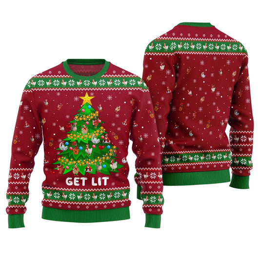 Epic Chicken Ornament On Christmas Tree Ugly Christmas Sweater