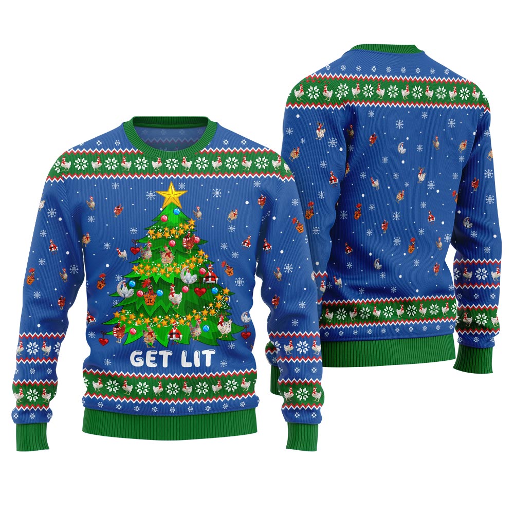 Epic Chicken Ornament On Christmas Tree Ugly Christmas Sweater