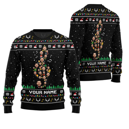 Epic Custom Face Music Note Ugly Xmas Sweater