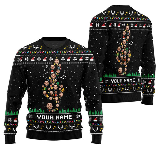 Epic Custom Face Music Note Ugly Xmas Sweater
