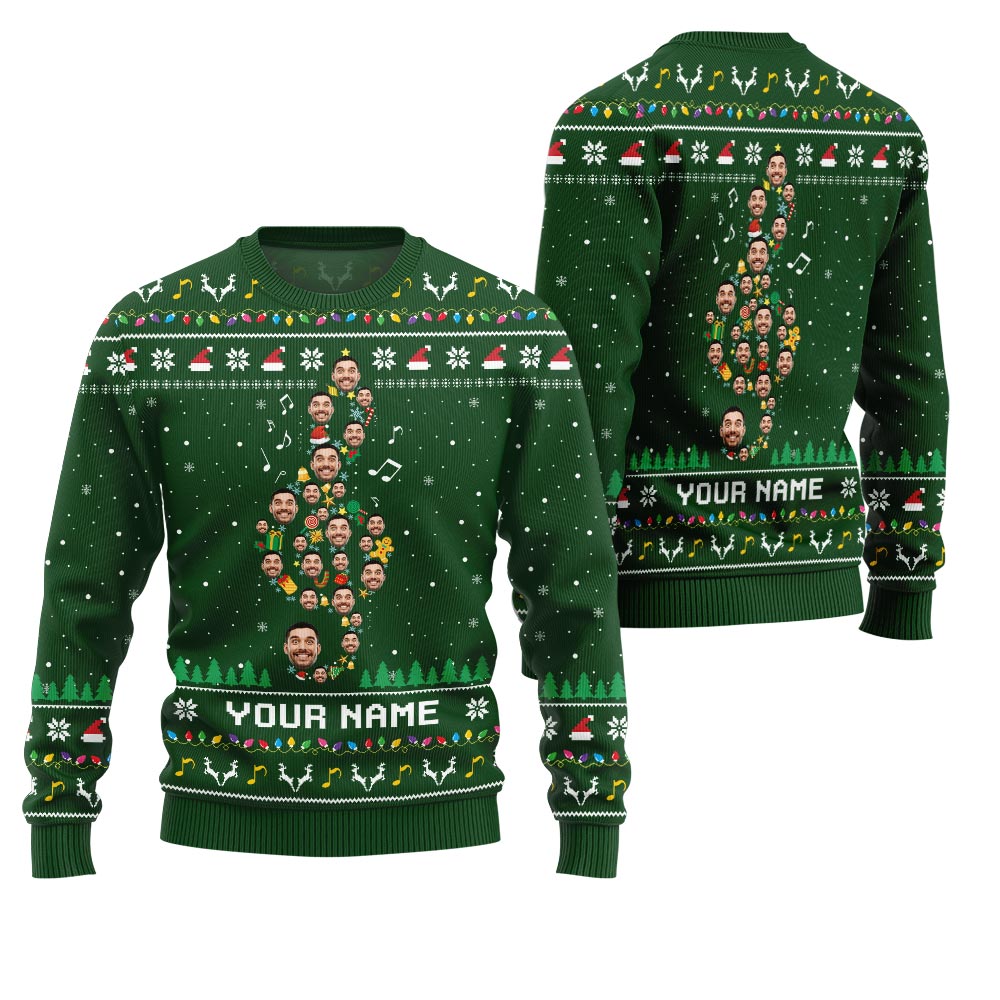Epic Custom Face Music Note Ugly Xmas Sweater