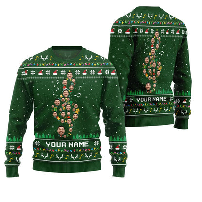 Epic Custom Face Music Note Ugly Xmas Sweater