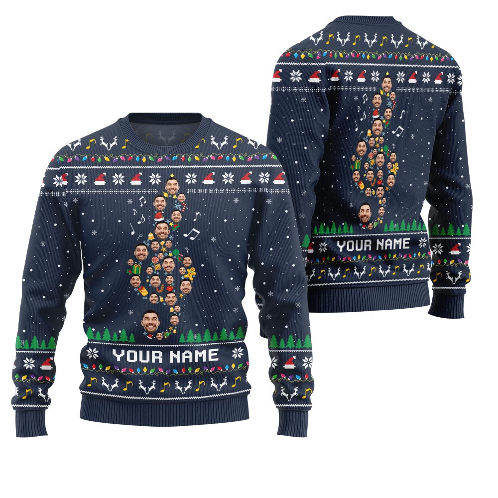 Epic Custom Face Music Note Ugly Xmas Sweater