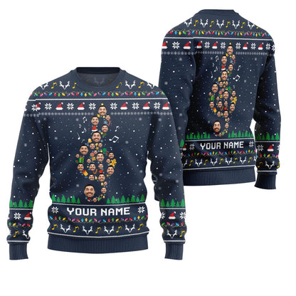 Epic Custom Face Music Note Ugly Xmas Sweater