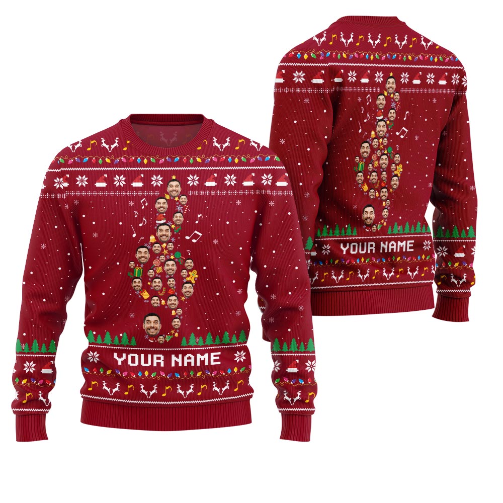 Epic Custom Face Music Note Ugly Xmas Sweater