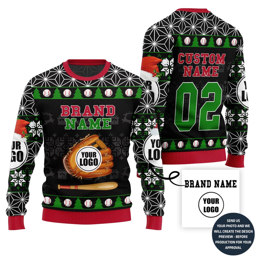 Epic Custom Logo Baseball Ugly Christmas Sweater