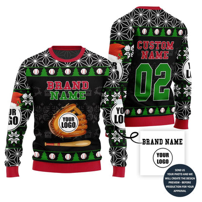 Epic Custom Logo Baseball Ugly Christmas Sweater