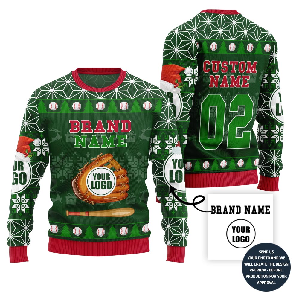 Epic Custom Logo Baseball Ugly Christmas Sweater