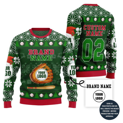 Epic Custom Logo Baseball Ugly Christmas Sweater