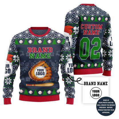 Epic Custom Logo Baseball Ugly Christmas Sweater