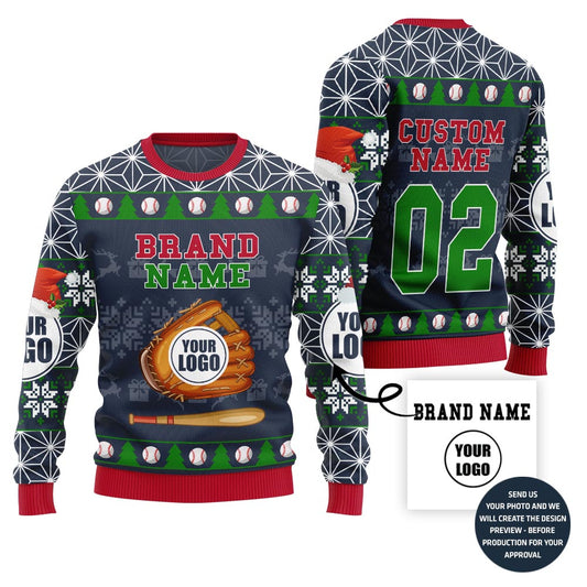 Epic Custom Logo Baseball Ugly Christmas Sweater