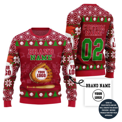 Epic Custom Logo Baseball Ugly Christmas Sweater