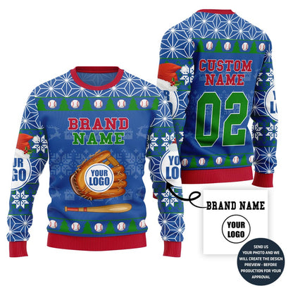Epic Custom Logo Baseball Ugly Christmas Sweater