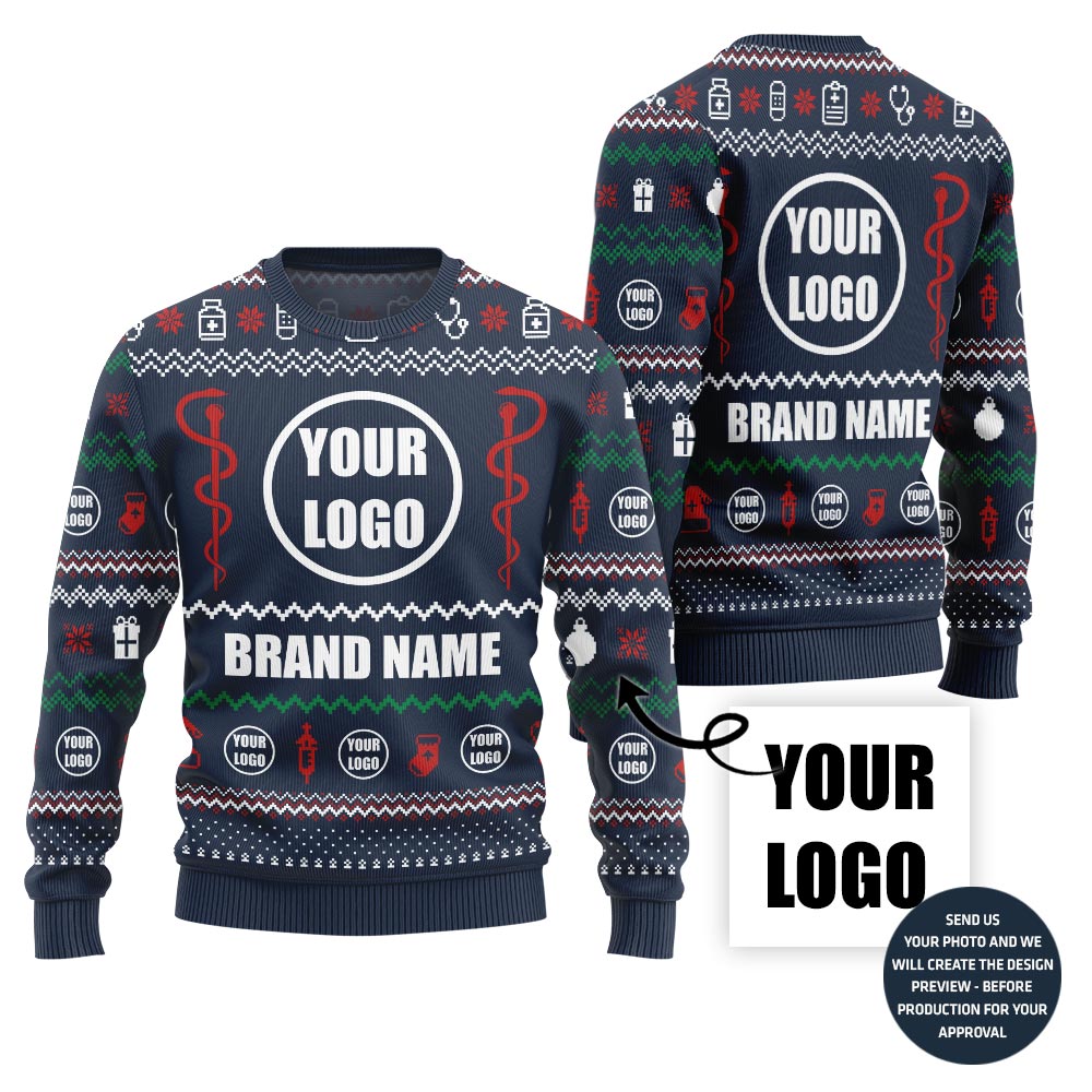Epic Custom Logo Nurse Ugly Christmas Sweater