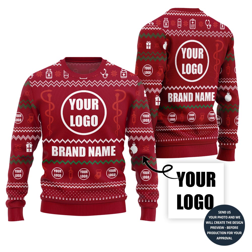 Epic Custom Logo Nurse Ugly Christmas Sweater