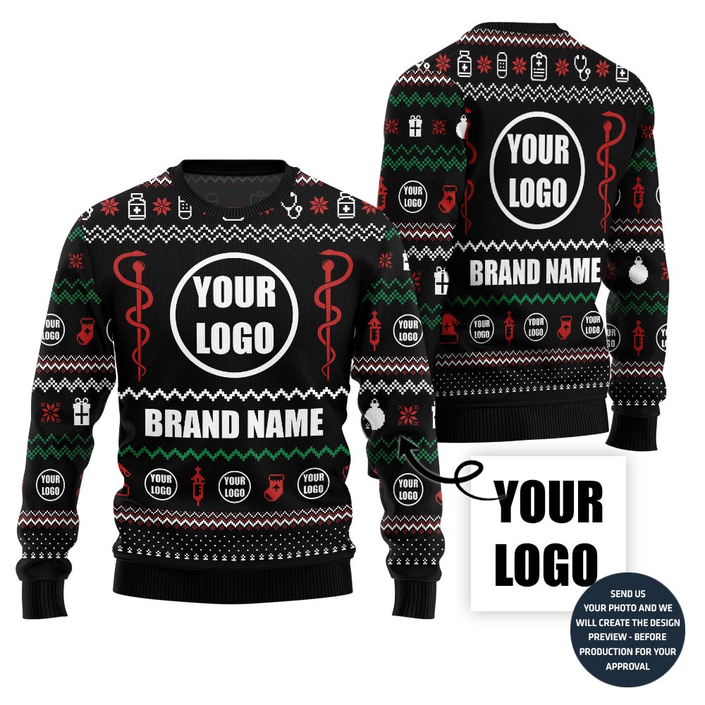 Epic Custom Logo Nurse Ugly Christmas Sweater