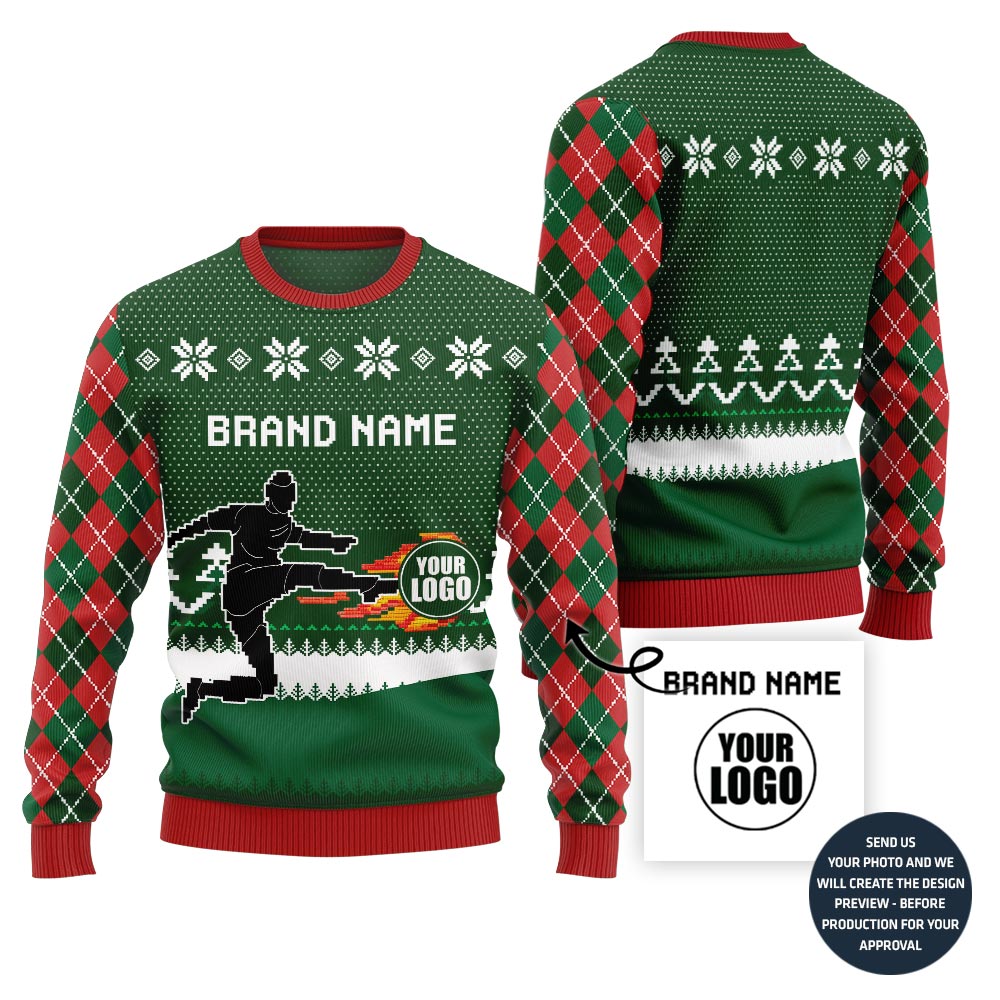 Epic Custom Logo Soccer Team Ugly Christmas Sweater
